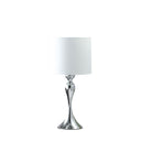 Sleek Table Lamp With Off - White Drum Shade - Silver - HomeRoots - Table Lamps - Elite Enclave Home