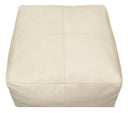 Leather Pouf Ottoman - Ivory