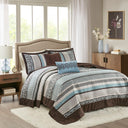 Princeton - 5 Piece Reversible Jacquard Bedspread Set - Light Blue