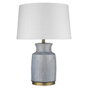 Ceramic Table Lamp With White Empire Shade - Gray