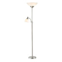 Two Light Torchiere Floor Lamp With Acrylic Bowl Shades - Silver / White - HomeRoots - Floor Lamps - Elite Enclave Home