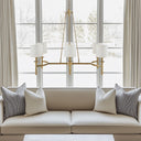Elegenza - 6 - Light Chandelier With Fabric Drum Shades - Antique Gold - Hampton Hill - Chandeliers - Elite Enclave Home