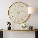 Uttermost Stone Serenity Wall Clock in Light Brown – off-white stone face with antiqued gold frame
