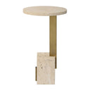 Feranno - Travertine Accent Table - Brass - Uttermost - Accent Tables - Elite Enclave Home