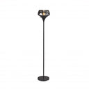 Chalice Mixed Material Torchiere With Metal Smoked Glass - Black - HomeRoots - Floor Lamps - Elite Enclave Home