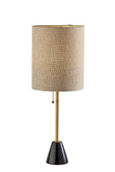 Marble And Metal Table Lamp With Beige Drum Shade - Black And Gold - HomeRoots - Table Lamps - Elite Enclave Home