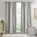 Imani - Cotton Printed Curtain Panel With Chenille Stripe And Lining - Gray - INK+IVY - Curtains & Drapes - Elite Enclave Home