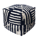 Cotton Cube, Striped Pouf Ottoman - Blue