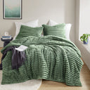 Avril - Full/Queen Fluffy Ribbed Plush Comforter Set - Green
