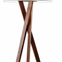 Solid Wood Tripod Floor Lamp With Drum Shade - Brown / White - HomeRoots - Floor Lamps - Elite Enclave Home