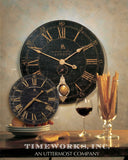 Uttermost Bond Street 30" Wall Clock – Black – weathered crackled black face with cast brass details and internal pendulum
