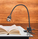 15" Metal Adjustable Clip On LED Table Lamp - Black