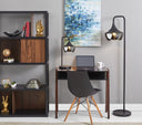 Task Floor Lamp With Black Bowl Shade - Black - HomeRoots - Floor Lamps - Elite Enclave Home