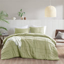 Porter - Full Soft Washed Pleated Comforter Set - Sage