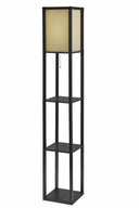Floor Lamp With Wood Finish Storage Shelves - Black / White - HomeRoots - Floor Lamps - Elite Enclave Home