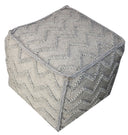 Wool Cotton Blend Cube Chevron Pouf Ottoman - Gray