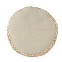 Cotton Blend Round Striped Pouf Ottoman - Ivory And Brown