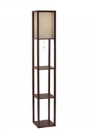 Column Floor Lamp With Beige Square Shade - Brown - HomeRoots - Floor Lamps - Elite Enclave Home