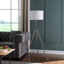 Adjustable Tripod Floor Lamp With White Shade - Chrome - HomeRoots - Floor Lamps - Elite Enclave Home