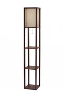 Column Floor Lamp With Beige Square Shade - Brown - HomeRoots - Floor Lamps - Elite Enclave Home