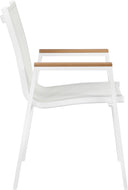 Nizuc - Outdoor Patio Dining Arm Chair With White Frame And Natural Arms (Set of 2)
