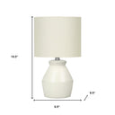 Ceramic Geometric Table Lamp With Drum Shade - Cream - HomeRoots - Table Lamps - Elite Enclave Home