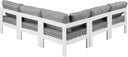 Nizuc - Outdoor Patio 5 Piece Modular Sectional With White Frame - Meridian Furniture - Stationary Sectionals- Elite Enclave Home