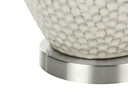 Ceramic Round Table Lamp With Cream Drum Shade - White And Silver - HomeRoots - Table Lamps - Elite Enclave Home