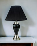 Ceramic Urn Table Lamp With Black Empire Shade - Black And Silver