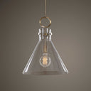 Imbuto - Funnel Glass 1 Light Pendant - White & Gold