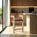 Sacha - Velvet Stool With Natural Base - Meridian Furniture - Counter Height (24" - 27") - Elite Enclave Home