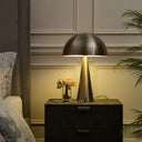 Iron USB Table Lamp With Gray Dome Shade - Gray