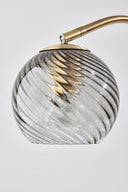 Metal Desk Lamp With Light Gray Swirl Globe Shade - Antiqued Brass - HomeRoots - Table Lamps - Elite Enclave Home