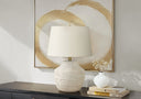 20" Concrete Urn Table Lamp With Empire Shade - Cream - HomeRoots - Table Lamps - Elite Enclave Home