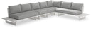 Maldives - 5 Piece Water Resistant Outdoor Patio Modular Sectional With White Base