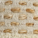 Cotton Blend Round Striped Pouf Ottoman - Ivory And Brown