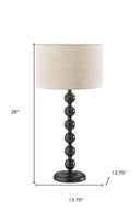Solid Wood Candlestick Table Lamp With Off - White Drum Shade - Black - HomeRoots - Table Lamps - Elite Enclave Home