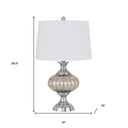 Metal Table Lamp With White Empire Shade - Silver Metallic