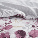 Gabby - Full/Queen Reversible Floral Botanical Seersucker Comforter Set - Plum/Gray