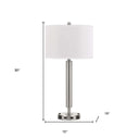 Metal Two Light Cylinder USB Table Lamp With White Drum Shade - Nickel