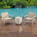 Alma - Concrete Outdoor Side Table - White