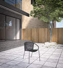 25" Metal Outdoor Dining Chair (Set of 2) - Black