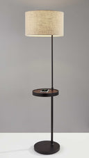 Tray Table Floor Lamp With Beige Drum Shade - Black - HomeRoots - Floor Lamps - Elite Enclave Home