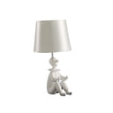 Bedside Table Lamp With Silver Empire Shade - White
