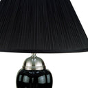 Ceramic Urn Table Lamp With Black Empire Shade - Black And Silver