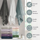 Turkish - 6 Piece Bath Towel Set - Blue - Madison Park Signature - Towel Sets - Elite Enclave Home