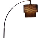 Arched Floor Lamp With Brown Drum Shade - Black