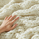 Chunky Double Knit - Handmade Throw - Ivory - Madison Park - Throws - Elite Enclave Home