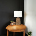 Lamp Base LED With White Shade - Brown