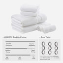Turkish - 6 Piece Bath Towel Set - White - Madison Park Signature - Towel Sets - Elite Enclave Home